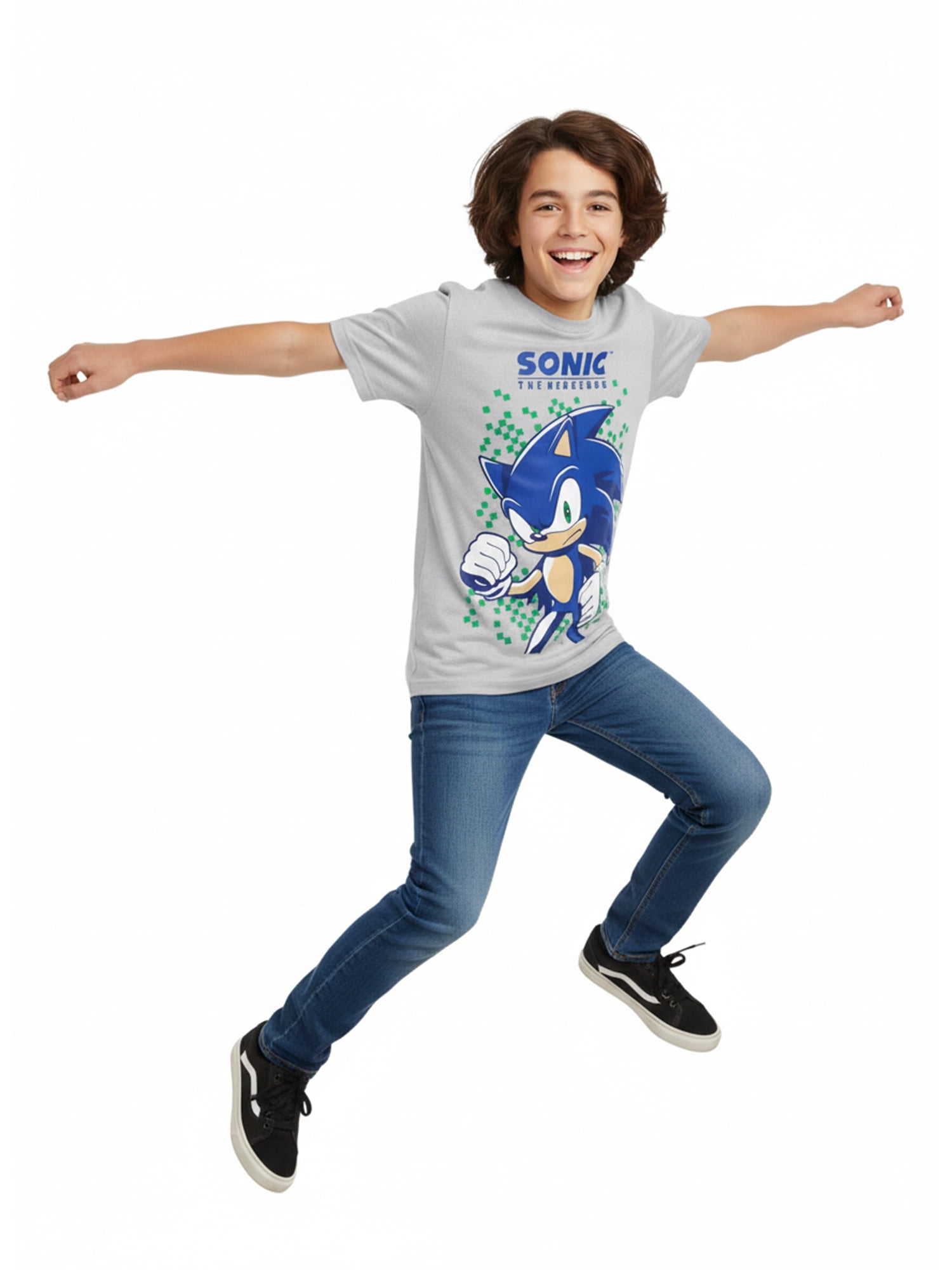 SEGA Boys Sonic the Hedgehog, Crew Neck, Short Sleeve, Graphic T-shirt, Sizes 4-18 & Husky