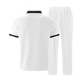 thumbnail image 3 of Gytharion Men's 2 Piece Classic Walffe Sets Turn-down Collar Zippered Short Sleeve Tops with Drawstring Long Pants Sets Soild Color Casual Outfits, 3 of 5