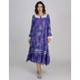 thumbnail image 2 of Moomaya Women's Rayon Nightdress | Square Neck A-Line Sleepwear | Printed Mid-Calf Nightgown With Lace & Frills, 2 of 8