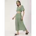 thumbnail image 3 of Moomaya Women Solid Viscose Rayon Casual Skirt, High Waist Smocked Midi Skirt, 3 of 8