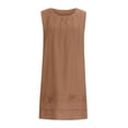 thumbnail image 4 of Casual Loose Cotton Linen Dress Women's Sleeveless Crew Neck Pleated Front Midi Dress Lightweight Breathable Garment for Spring and Summer, 4 of 7