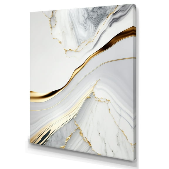 Designart Abstract Geode Waves Grey IV Canvas Wall Art