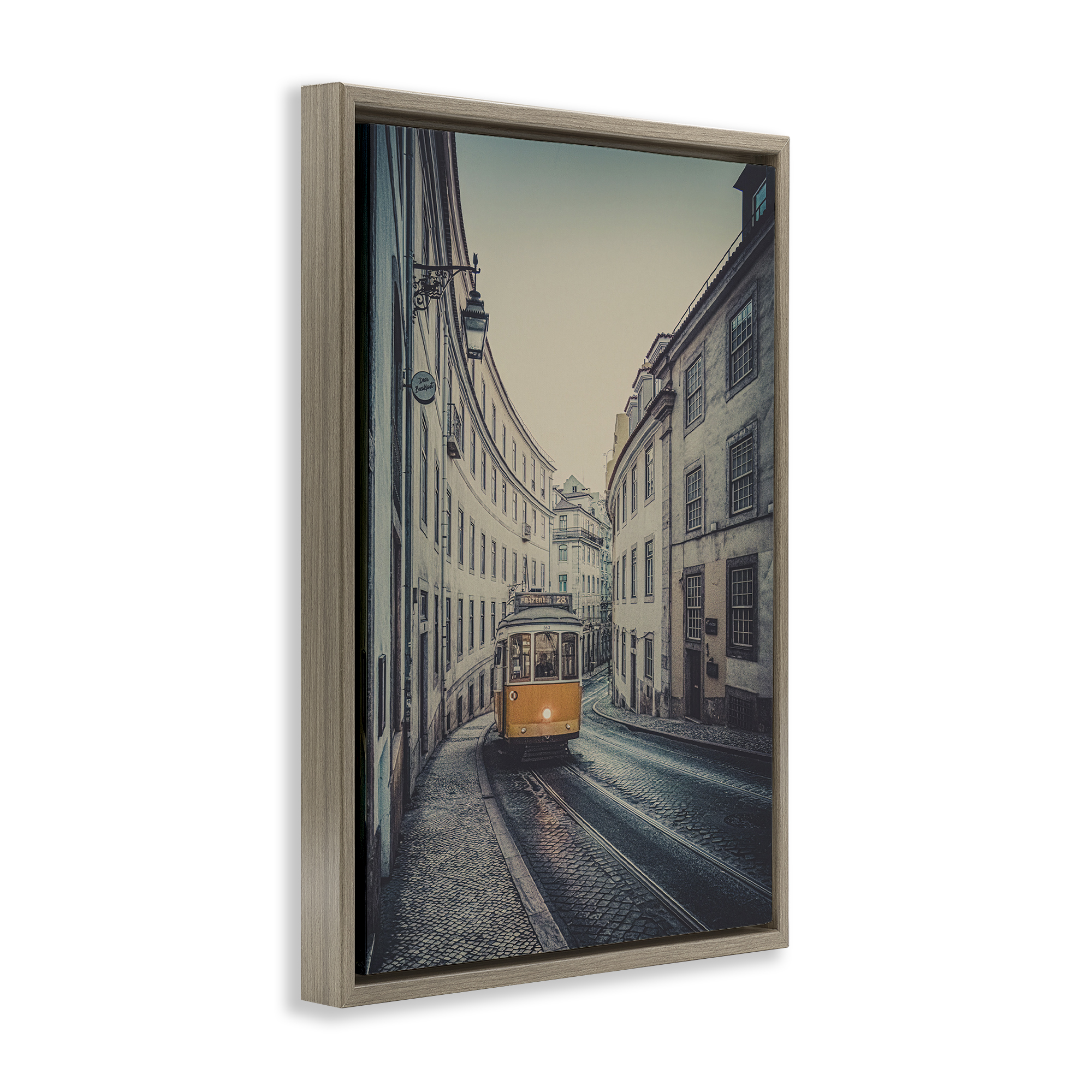 Stupell Industries Trolley Car Cityscape Town & City Photography Brown Floater Framed Art Print Wall Art, 21 x 31