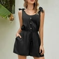 thumbnail image 2 of Fengqque Jumpers for Women with Overalls Casual Jumpsuits Plus Size Summer Solid Sleeveless Round Neck Pocket Loose Short Playsuits Rompers Jumpsuit, 2 of 8