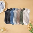 thumbnail image 1 of 5 Pairs Men Solid Color Cotton Short Socks Sport Invisible Striped Low Tube Ankle Sock Comfortable Four Seasons Street Fashion, 1 of 5