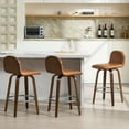 thumbnail image 2 of Swivel Bar Stools Set of 1, 26" Counter Height Upholstered PU Leather Barstools with Low Back Walnut Bentwood Legs, Mid Century Modern Bar Chair Kitchen Island Stool, 2 of 11