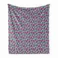 thumbnail image 1 of Strawberry Soft Flannel Fleece Throw Blanket, Repeating Pattern with Abstract Modern Design Summer Fruit, Cozy Plush for Indoor and Outdoor Use, 50" x 60", Magenta Grey and Seafoam, by Ambesonne, 1 of 5