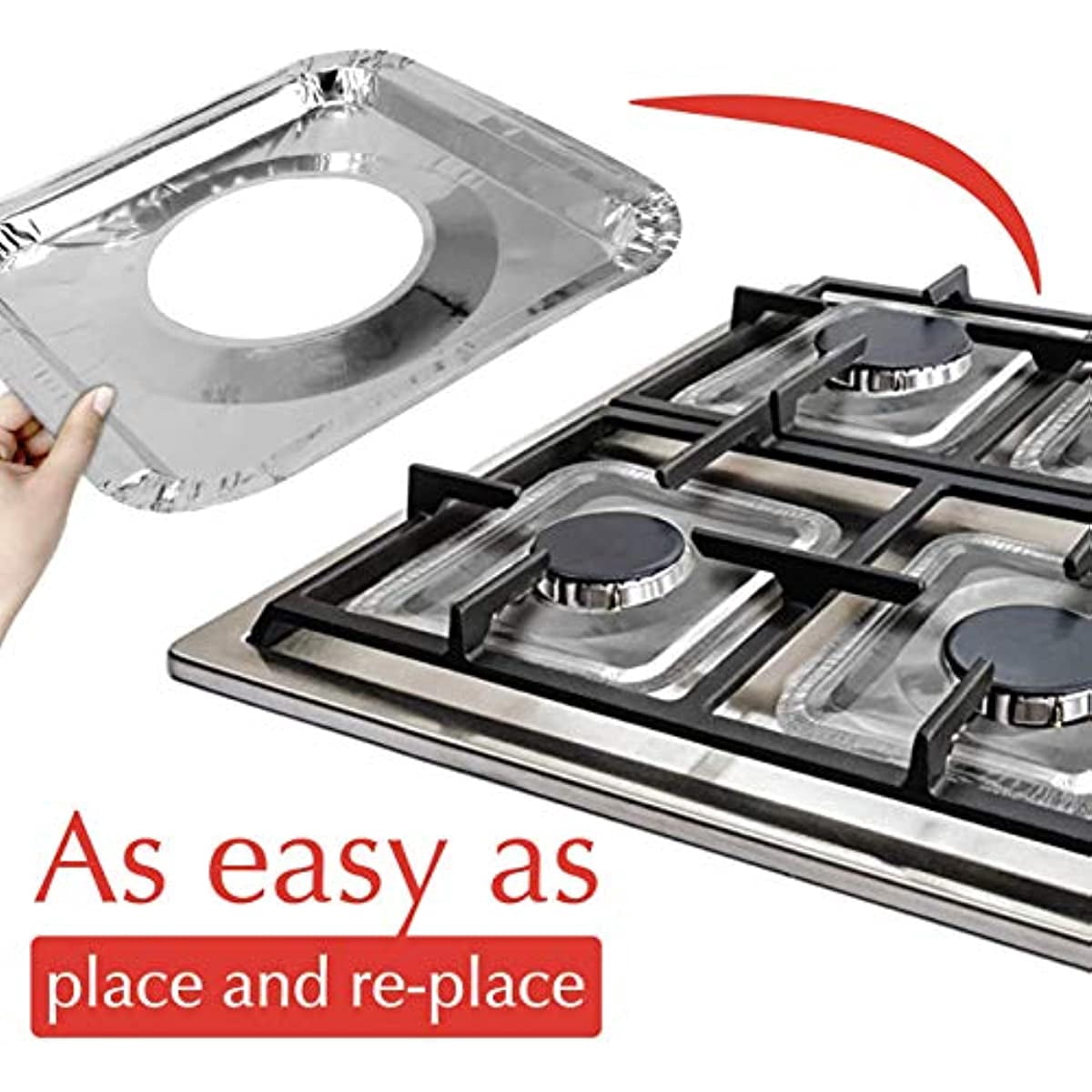 150-piece Aluminum Foil Square Stove Cover Range Protector Pocket Liner Disposable Gas Burner Pocket Gas Roof Liner Stove - (8.5 Inch Square)