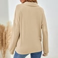 thumbnail image 5 of Lilgiuy Women's Casual Lapel Solid Color Button Long Sleeve Top Blouse T-shirt,Khaki,6 2022 Fall Winter, 5 of 5