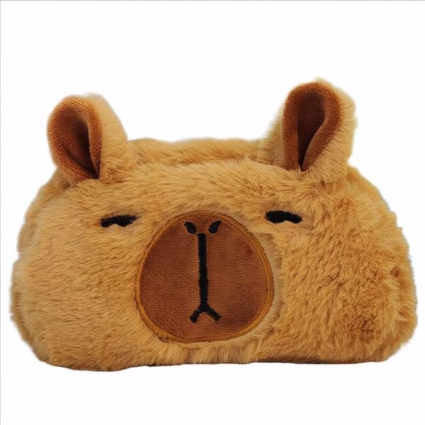 wonima02 Capybara Pencil Case, Capybara Plush Zipper Pencil Box, Pencil Storage Holder Pouch, Organizer Bag for Stationery and Cosmetics, for Office Desk Travel, Capybara Gifts (Cuddly)
