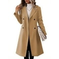 thumbnail image 4 of Fall Winter Womens Long Double Breasted Coats Lapel Collar Pea Coat Slim Fit Jackets Trench Coat Outwear, 4 of 5