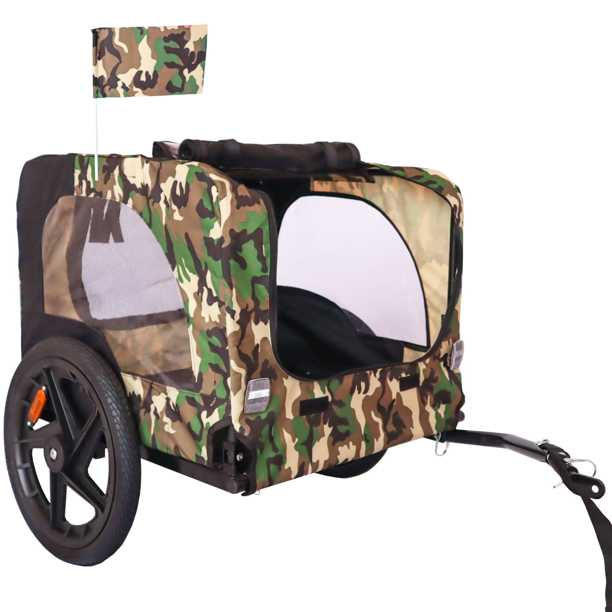 Pefilos 42" Outdoor Dog Bike Trailer for Dogs 88lb Weight Capacity, Heavy Duty Pet Stroller Bicycle Carrier, Suspension, Visibility Flag, Camouflage Pefilos 42" Outdoor Dog Bike Trailer for Dogs 88lb Weight Capacity, Heavy Duty Pet Stroller Bicycle Carrier, Suspension, Visibility Flag, Camouflage