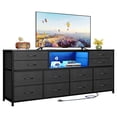 thumbnail image 5 of 63inch TV Stand Dresser for 32/45/55/65 inch TVs,Entertainment Center with 12 Drawers and Charging Station,Media Console Table with LED Lights, Chest of Drawers for Bedroom, Black, 5 of 8