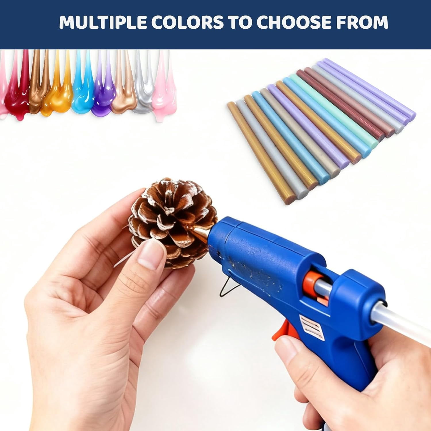 All Temperature Metal Colorful Hot Melt Glue Sticks, 0.27×3.94 Inch 110-Count Clear Strong Bond for High & Low Temp Glue Guns, Crafts DIY, Wood, Fabric, Metal, Plastic, Ceramics