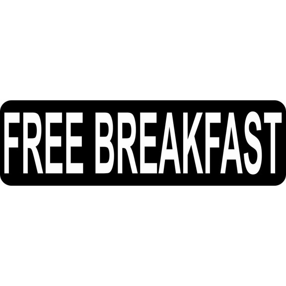 10in x 3in Free Breakfast Sticker Vinyl Business Door Sign Decal Stickers