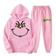 thumbnail image 1 of Sudadera deportiva Grinch, chándal unisex de dos piezas para mujer, sudadera con capucha y pantalón de chándal de manga larga, color rosa (XL), 1 of 3