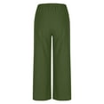thumbnail image 6 of SELONE Green Womens Wide Leg Trousers Plus Size Lounge Pants with Pockets Cotton Linen Wide Leg Elastic Waist Full Length Trouser Loose Beach Pants Drawstring Solid S Tall Breathable Summer Clothes, 6 of 7