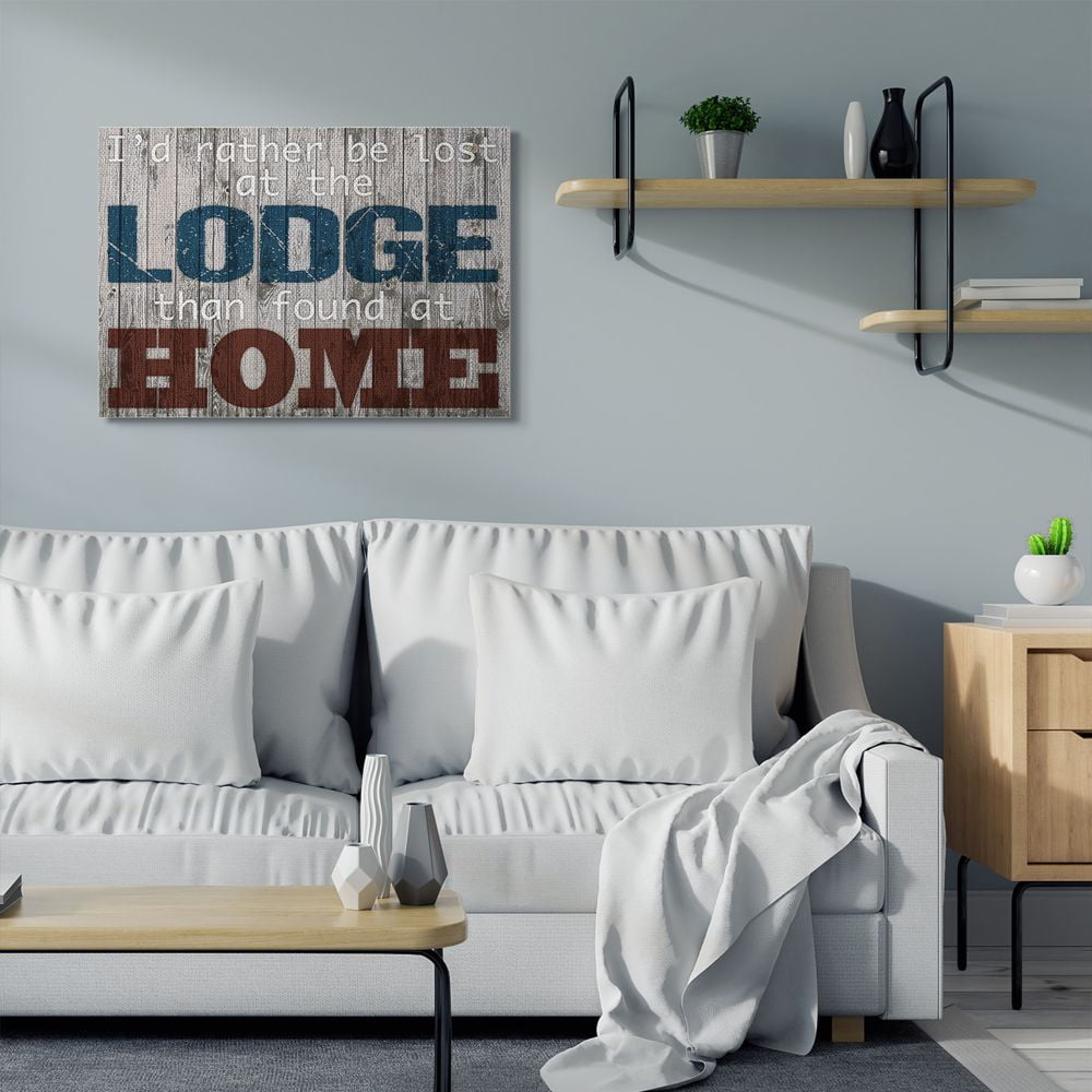 Stupell Industries Lost At The Lodge Funny Word Country Home Wood Textured Design Canvas Wall Art by Marcus Prime
