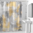 thumbnail image 4 of Gray Yellow Painting Art Fabric Shower Curtain Abstract Washable Shower Curtains for Bathroom, Waterproof Bath Curtain with Hooks Home Decor 72x84in, 4 of 8