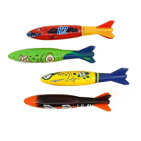 Diving Toys For Pool for Kids,Diving Pool Toy Underwater Swimming Throwing Diving Torpedo Shark,4 Pack Pool Toys for Kids