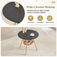 thumbnail image 5 of Round Coffee Table with Woven Storage Basket - Black MDF and Solid Wood Legs, 5 of 10