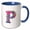 Blue/White, variant on 3drose, Perfect Letter P. Exquisite Colorful Spring Flowers Artsy Gift, 11oz Two-tone Green Mug