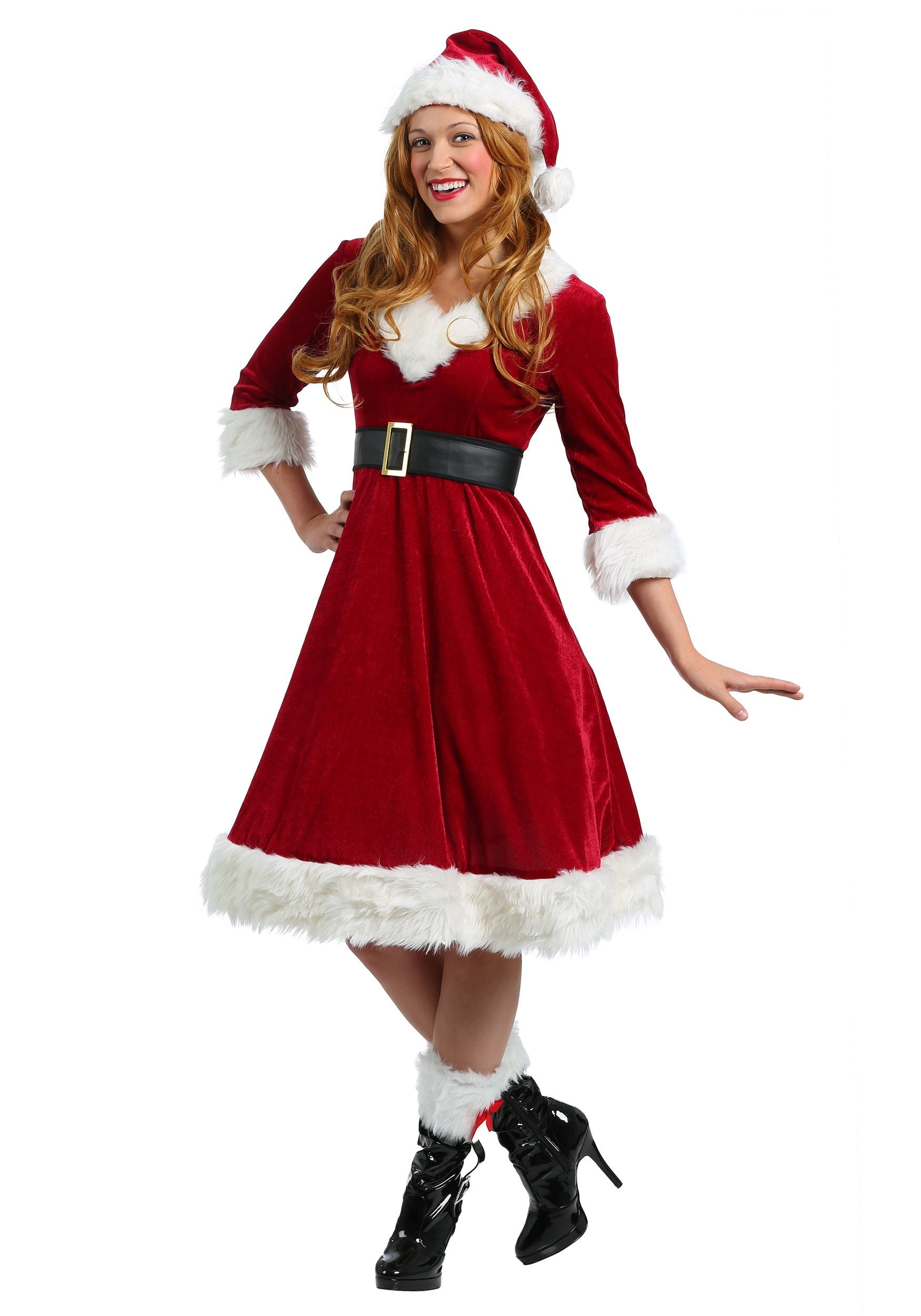 Ladies Miss Santa fancy dress costume Womens Christmas Outfit Sweet Mrs Claus 