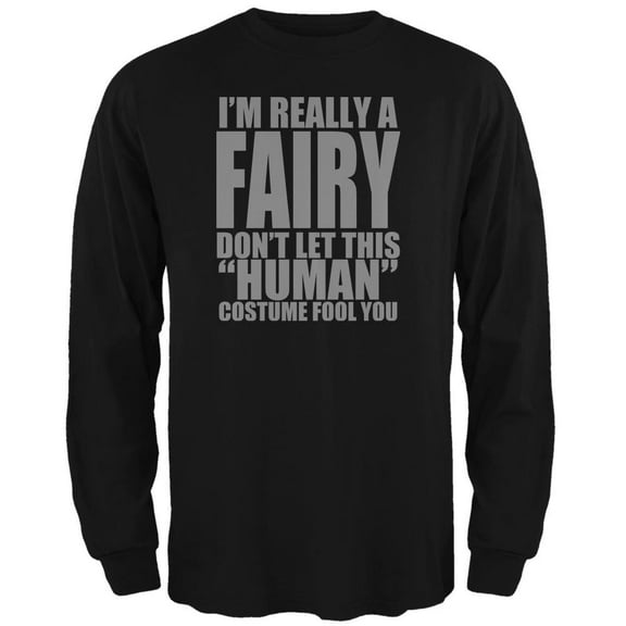Halloween Human Fairy Costume Mens Long Sleeve T Shirt Black MD