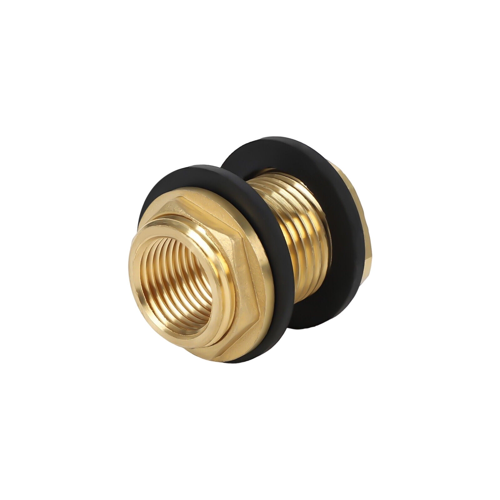 Miumaeov 2PCS Threaded Bulkhead Fitting Kit Brass Bulkhead 1/2 Female NPT  and 3/4 Male GHT Brass Water Tank Connector with Rubber Ring Hose Adapter  