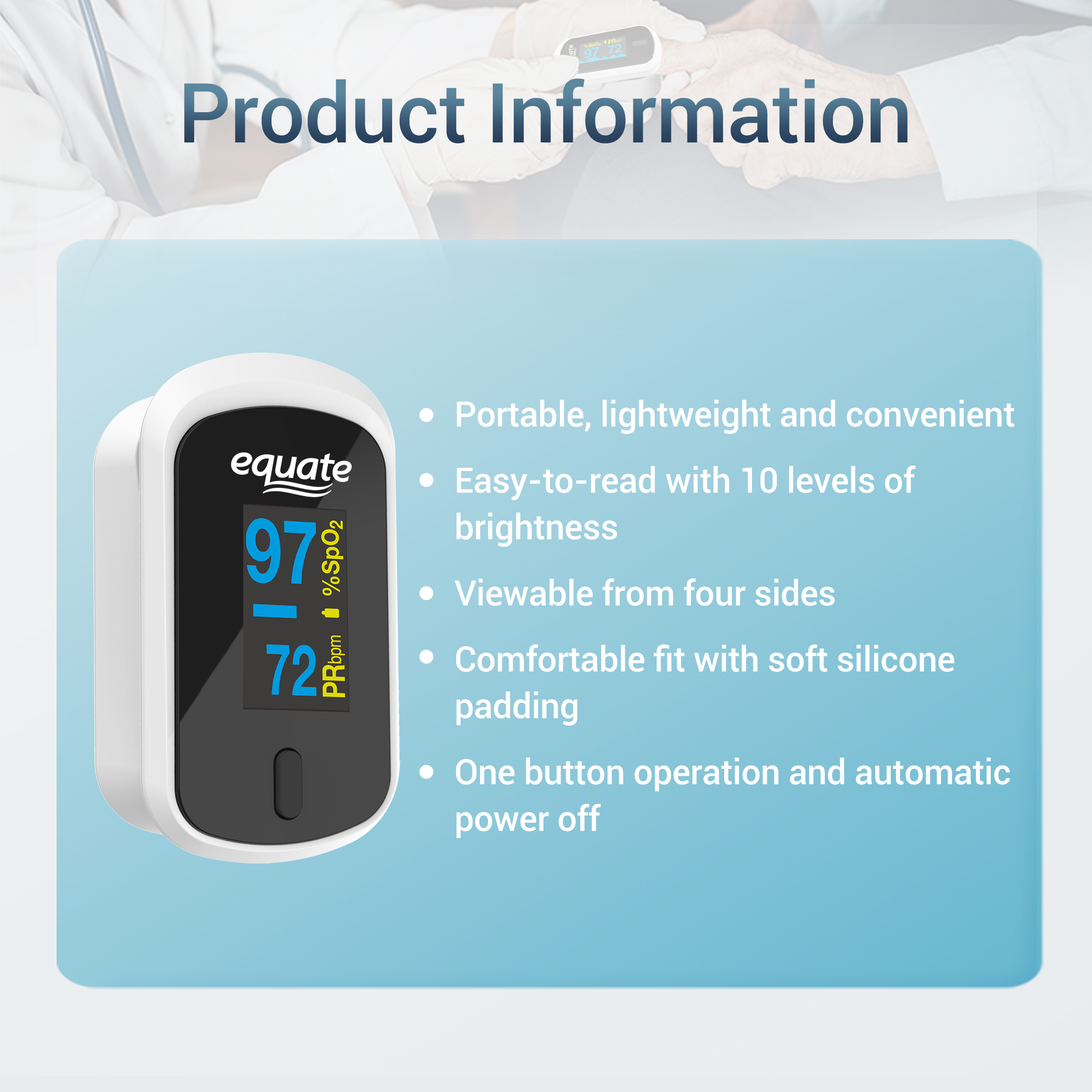 Equate Fingertip Pulse Oximeter Portable photo 2