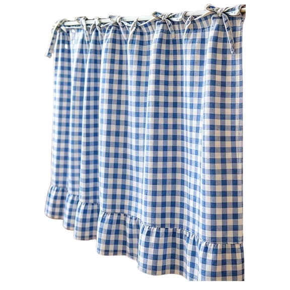 Charming Vintage Kitchens Oven Gingham Kitchen Skirt Curtain Cotton Blend Tie Half For Under Sink On Window Cabinet Curtain