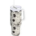 thumbnail image 1 of Gobelet de 40 oz avec Poignée, Couvercle et Paille, Gobelet d'Eau Isolé, Tasse d'Eau en Acier Inoxydable, Mug, Bouteille, Porte-Gobelet Réutilisable, Café, Lettrage, 1 of 6