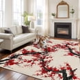 thumbnail image 2 of 5'x7' Area Rugs for Living Room Bedroom, Red Flowers Washable Rug Carpet Runner Indoor Outdoor, Chinese Plum Blossoms Traditional Ink Painting Non Slip Floor Mats Area Rug for Kitchen, Nursery, 2 of 8