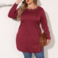 thumbnail image 6 of Honeeladyy Sales Women's Casual Sexy Fashion Summer Fall Long Sleeve Solid Color Irregular Cross Large Size T-Shirt Top, 6 of 6