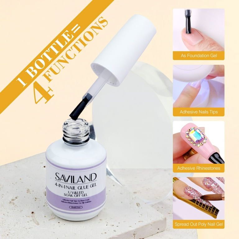 Saviland 4 in 1 Nail Glue Gel Portable U V Light Nails Kit - Temu