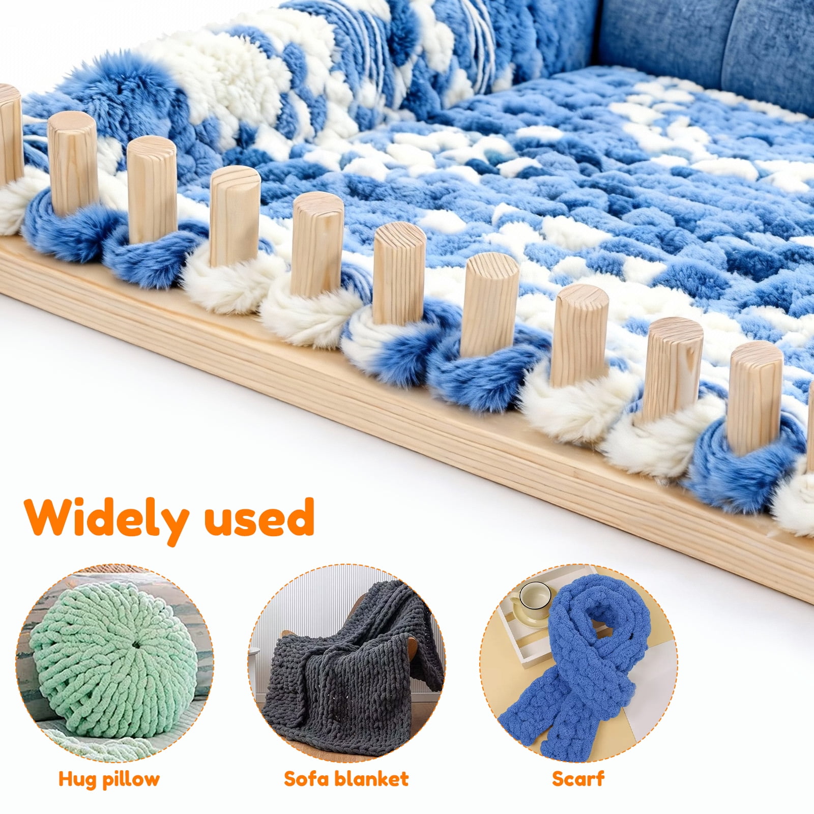 Chunky Blanket Loom Kit,76.77" Wooden Knitting Loom for Blankets,Bulky Blanket Loom Hand Knitting Kit for Beginners