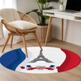 thumbnail image 5 of Happy Bastille Day Round Living Room Rugs 4 ft, Eiffel Tower Flag French National Day Washable Area Rug with Non-Slip Sturdy Edge Binding Round Carpet for Entryway Kitchen Bedroom Bathroom, 5 of 9
