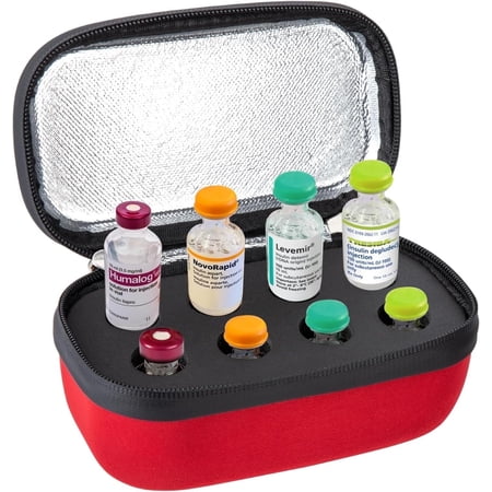 SUNMON Insulin Vial Holder - Diabetic Case Fits Standard 10ml U-100 Vials, Medical Bags, Refrigerator Storage, Portable Insulation, Insulin Cooler Travel Case Organizer,8-Slot (Red)