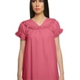 thumbnail image 2 of Moomaya Solid Short Sleeve Nightdress For Women Cotton Sleepwear Gown, 2 of 6
