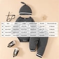 thumbnail image 3 of Splozh Baby Boy Outfits 3 6 12 18 Months Baby Boy Clothes Infant Newborn Outfits Long Sleeve Letter Print Romper + Hat + Pants Set,Grey,9-12 Months, 3 of 7