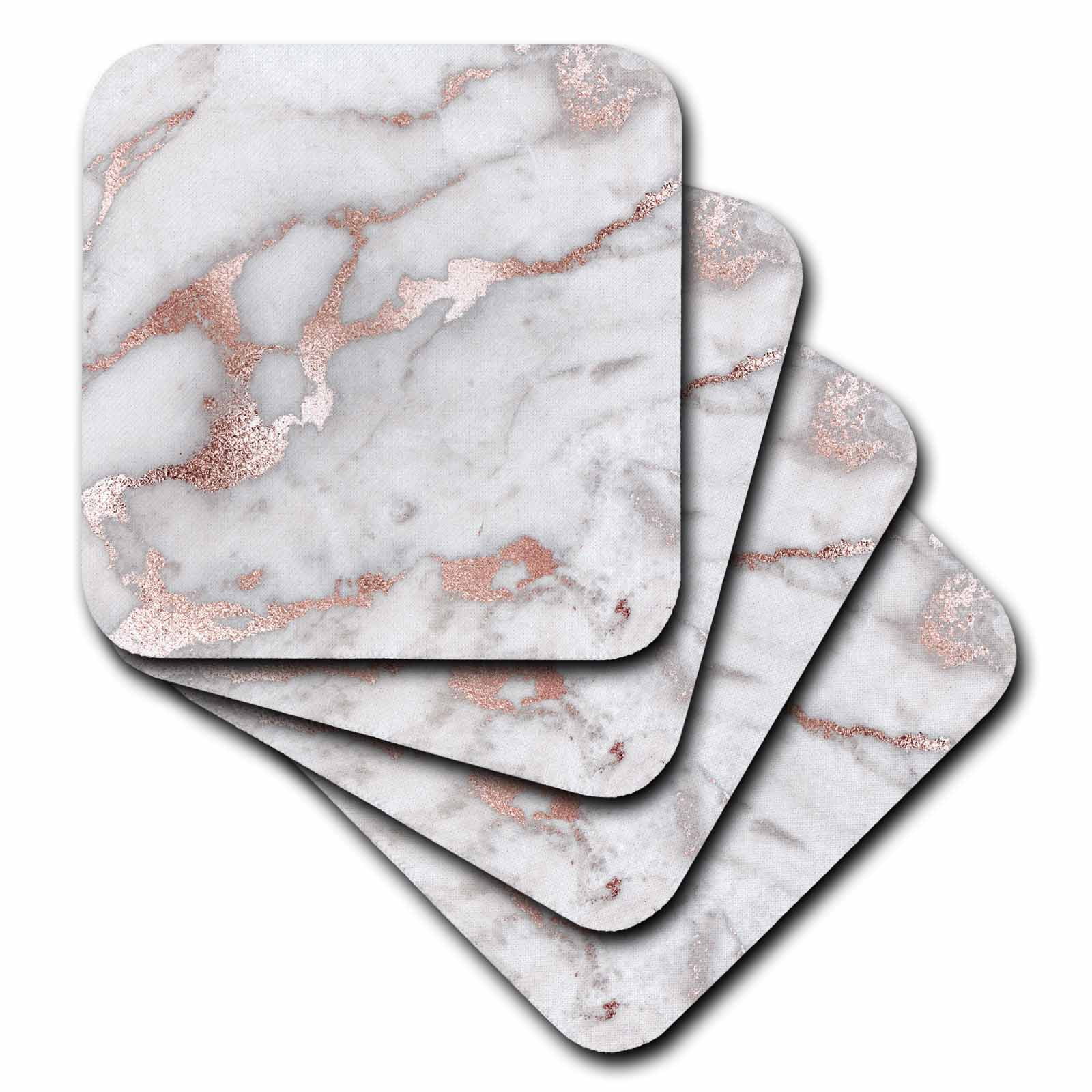 12 3dRose Image of Abstract Trendy Geometrical Copper Marble Rose Gold Square Pattern Ceramic Tile 