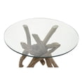 thumbnail image 5 of DecMode 24" x 20" Brown Wood Handmade Tree Branch Accent Table with Clear Glass Top, 1-Piece, 5 of 11