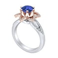 thumbnail image 2 of AFFY 1.37 Carat Round Simulated Blue Sapphire & Natural Diamond Flower Engagement Ring 14K Solid White Gold Ring Size-6, 2 of 2