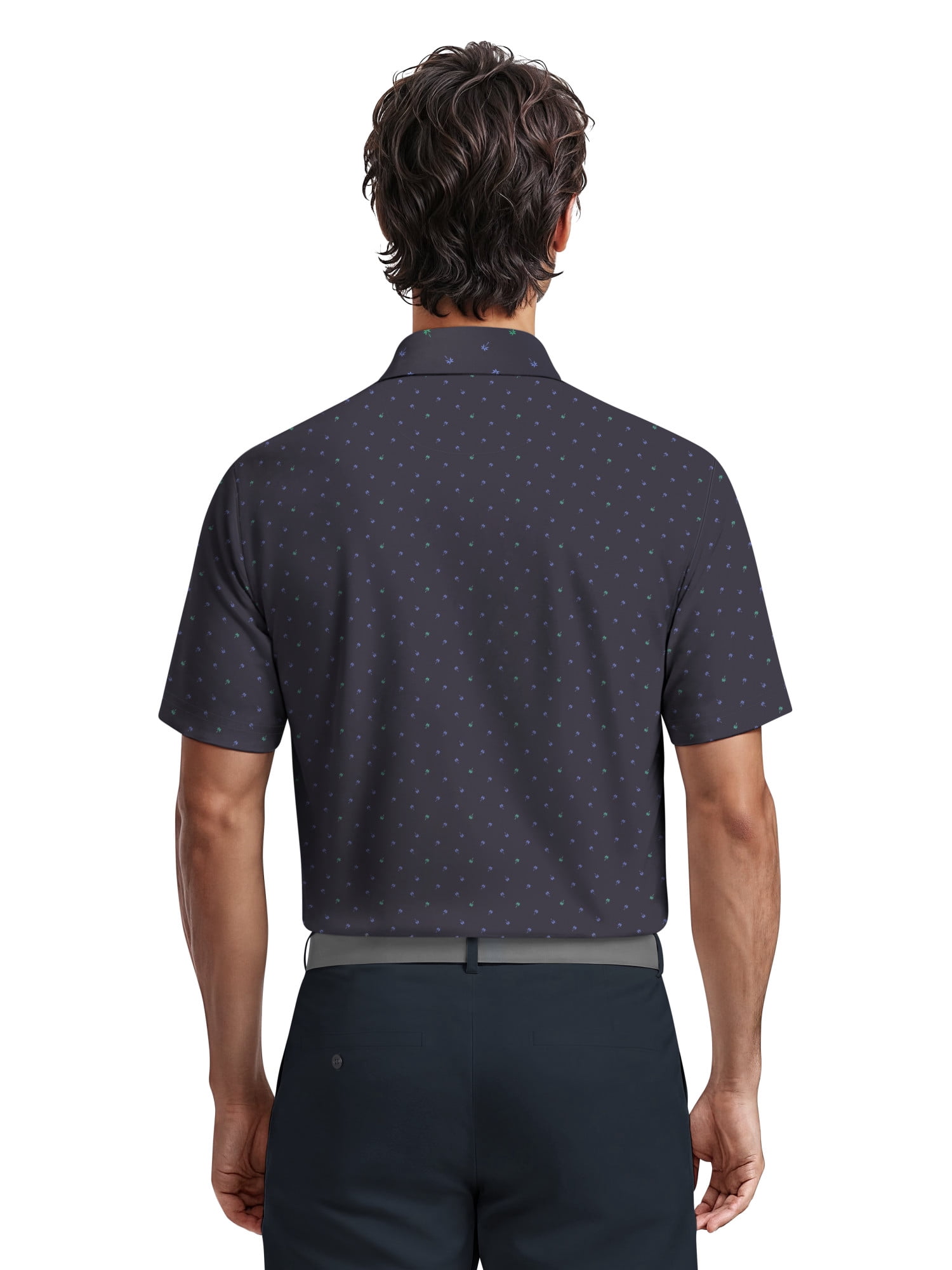 Ben Hogan Men's & Big Men's Performance Palm Tree Print Short Sleeve Polo Shirt, up to 5XL