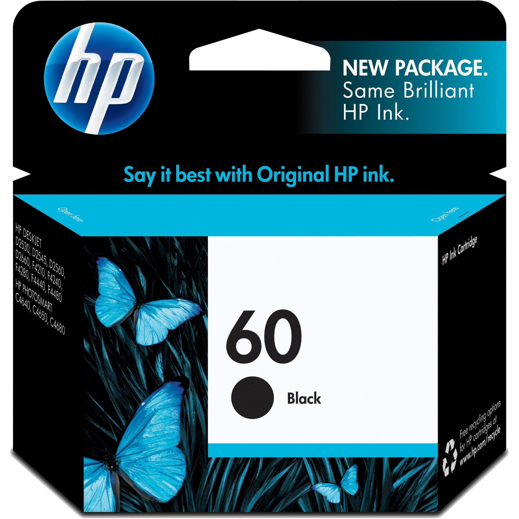 Hp 60 Black Original Ink Cartridge Cc640wn 8696