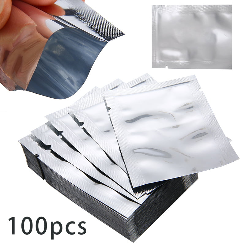 100pcs Silver Aluminum Foil Mylar Bag Vacuum Bag Sealer Food Storage Package 100 