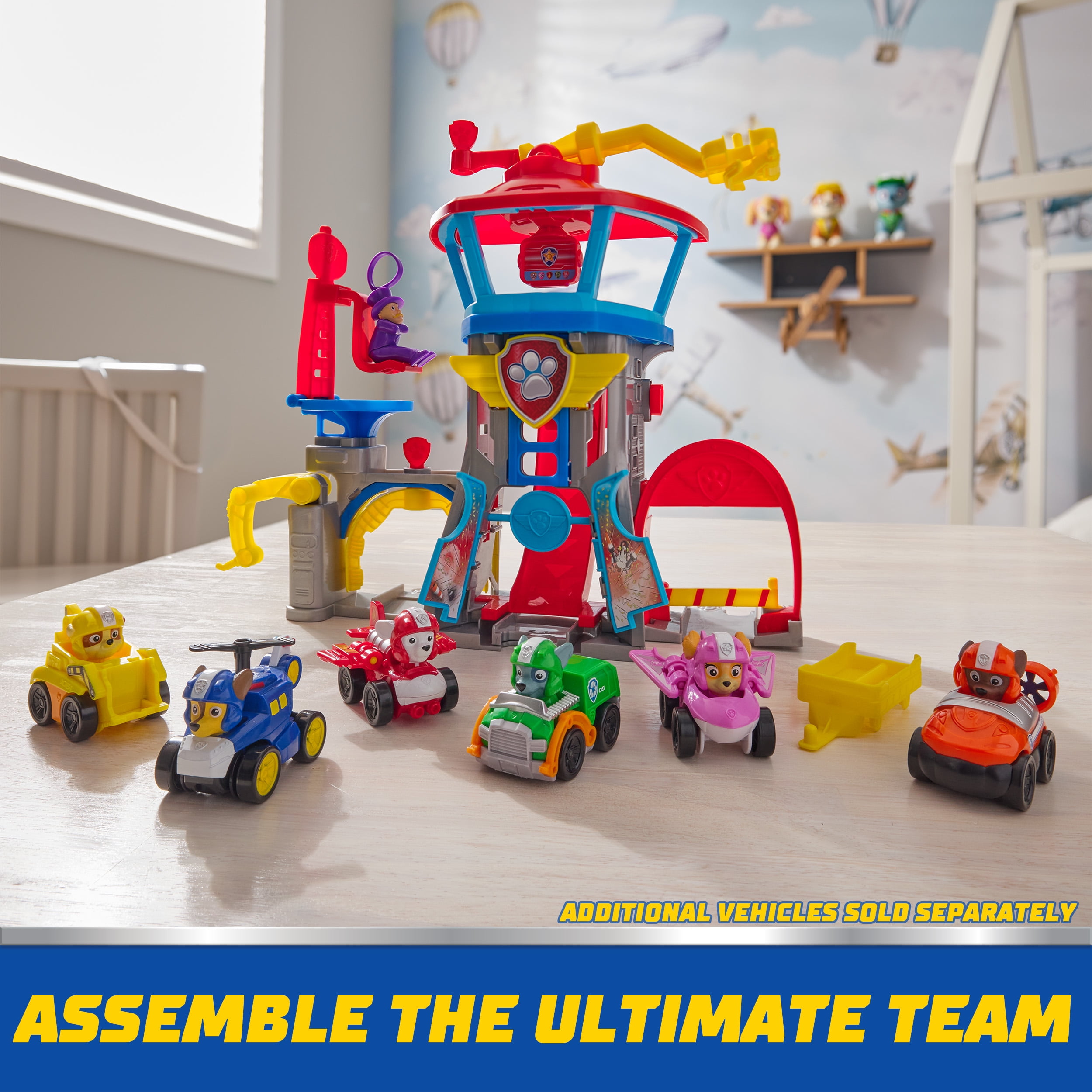 PAW Patrol: Air Rescue, Pup Squad Airport Playset with Chase Vehicle for Kids Ages 3+, Adventure Bay Airport
