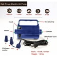 thumbnail image 2 of Electric Air Pump for Inflatable Pool Toys - High Power Quick-Fill Air Mattress Inflator Deflator Pump for Pool Float Raft Airbed with 3 Nozzles, 320W, 110V AC, 1.6PSI, Air Flow 26CFM, 2 of 7