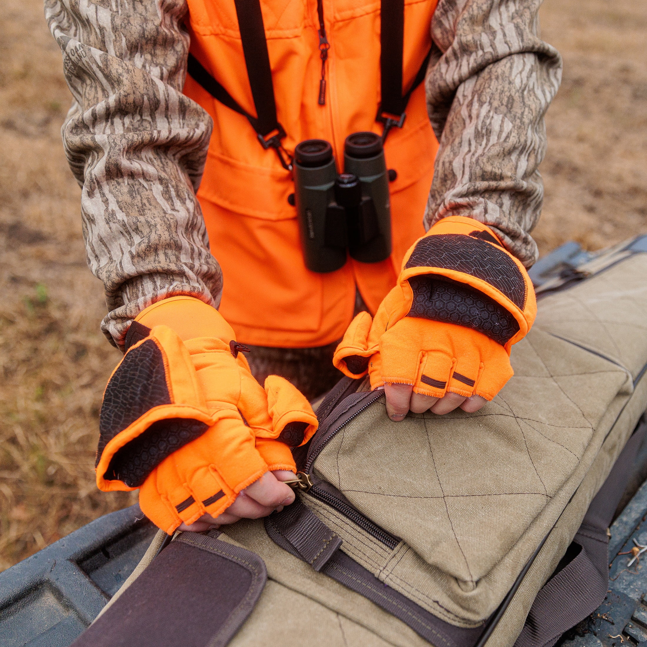Mossy Oak Blaze Orange Youth Pop-Top Gloves, Unisex, Size L/XL
