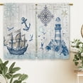 thumbnail image 6 of Vintage Nautical Sailboat Kitchen Curtains Lighthouse Compass Anchor Small Short Cafe Window Curtains Sea Ocean Rod Pocket Bathroom Drapes Treatment Tier Curtains 2 Panels (27.5x39 Inch), 6 of 6